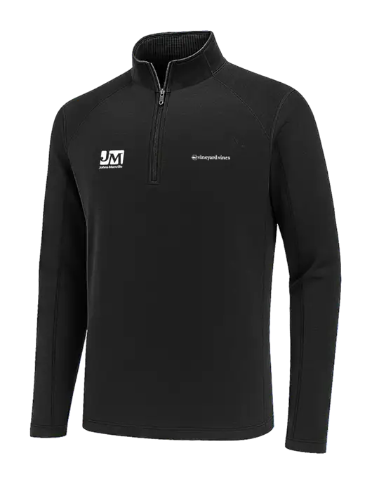 Vineyard Vines Black Sankaty Quarter-Zip Pullover
 w/Johns Manville Logo