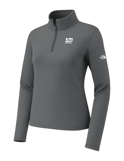 The North Face Womens Aim 1/4-Zip Dark Medium Grey Fleece w/Johns Manville Logo