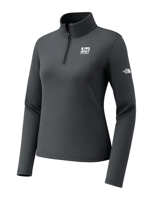 The North Face Womens Aim 1/4-Zip Charcoal Grey Fleece w/Johns Manville Logo
