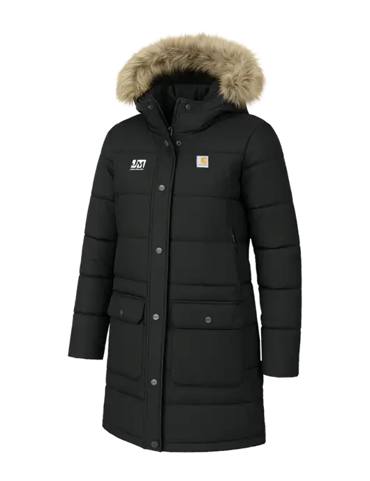 Carhartt Womens Montana Black Insulated Hooded Coat w/Johns Manville Logo