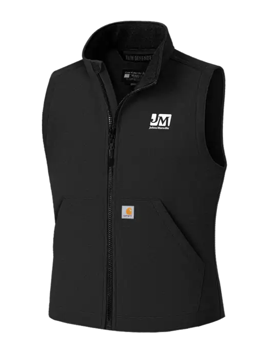 Carhartt Rain Defender Black Soft Shell Vest w/Johns Manville Logo