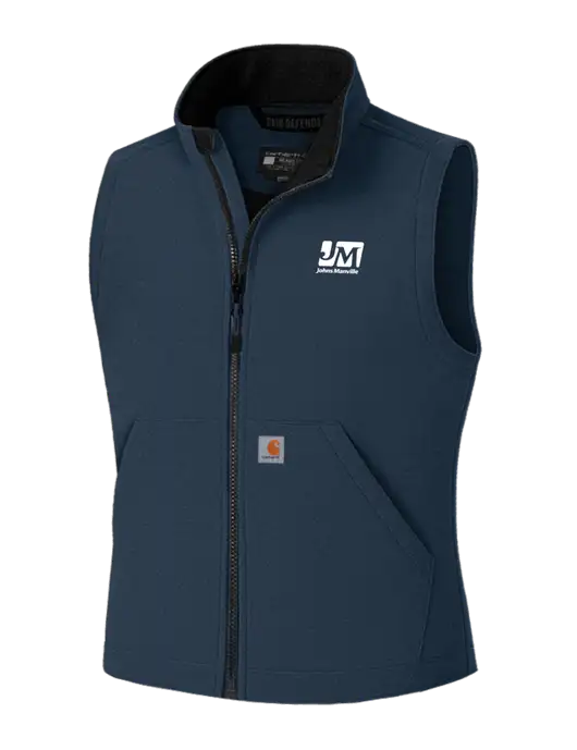Carhartt Rain Defender Dark Navy Soft Shell Vest w/Johns Manville Logo