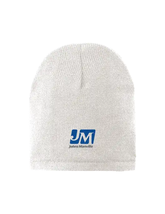 White Fleece-Lined Beanie Cap w/Johns Manville Logo