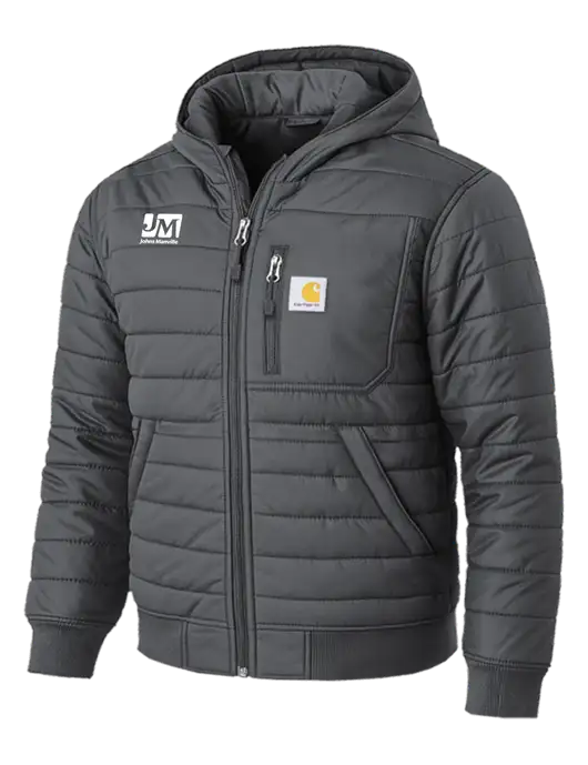 Carhartt Gilliam Insulated Dark Grey Hooded Jacket w/Johns Manville Logo
