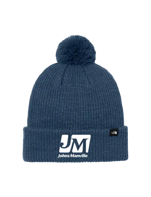 The North Face Light Navy Pom Beanie w/Johns Manville Logo