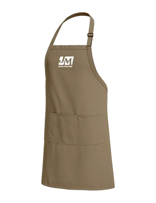 Easy Care Extra Long Bib Dark Tan Apron with Stain Release w/Johns Manville Logo
