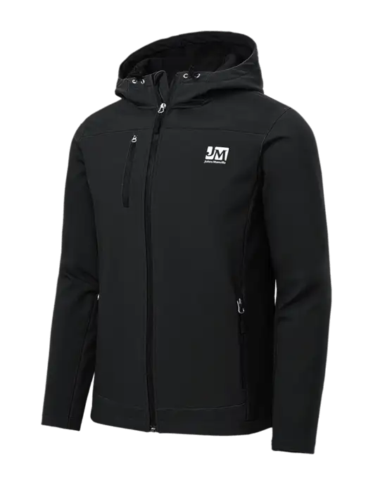 Hooded Core Black Soft Shell Jacket w/Johns Manville Logo