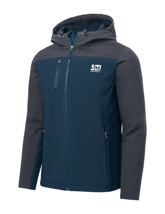 Hooded Core Navy/Dark Grey Soft Shell Jacket w/Johns Manville Logo