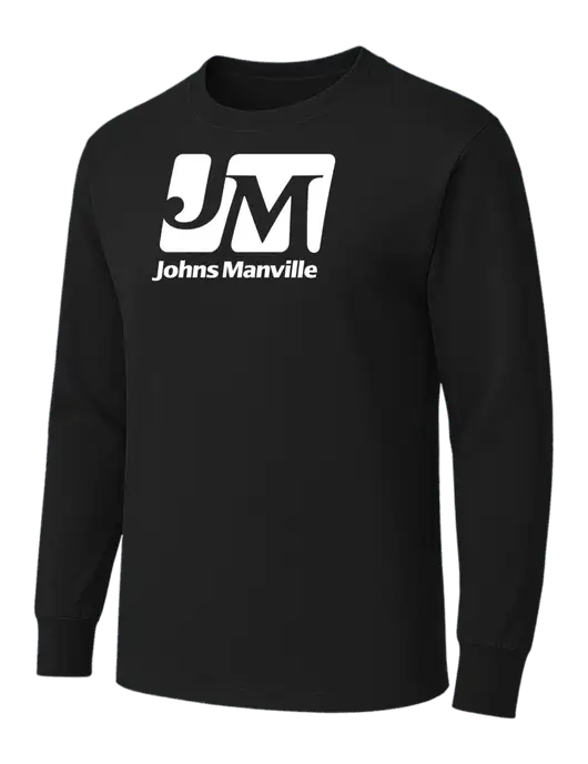 Black Heavyweight Long Sleeve 6.1 oz T-Shirt w/Johns Manville Logo