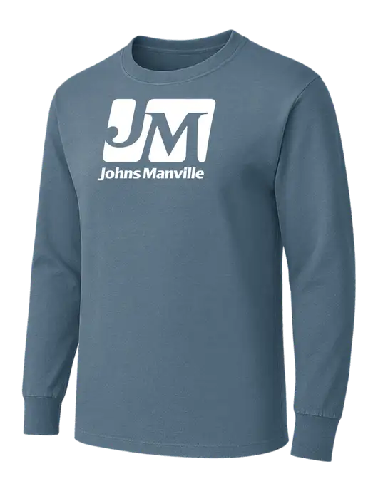 Slate Blue Heavyweight Long Sleeve 6.1 oz T-Shirt w/Johns Manville Logo