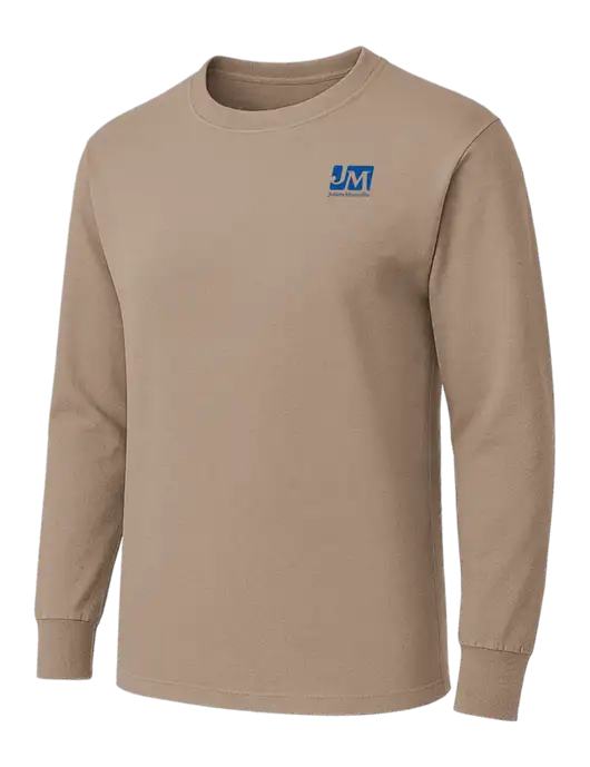 Dark Tan Heavyweight Long Sleeve 6.1 oz T-Shirt w/Johns Manville Logo