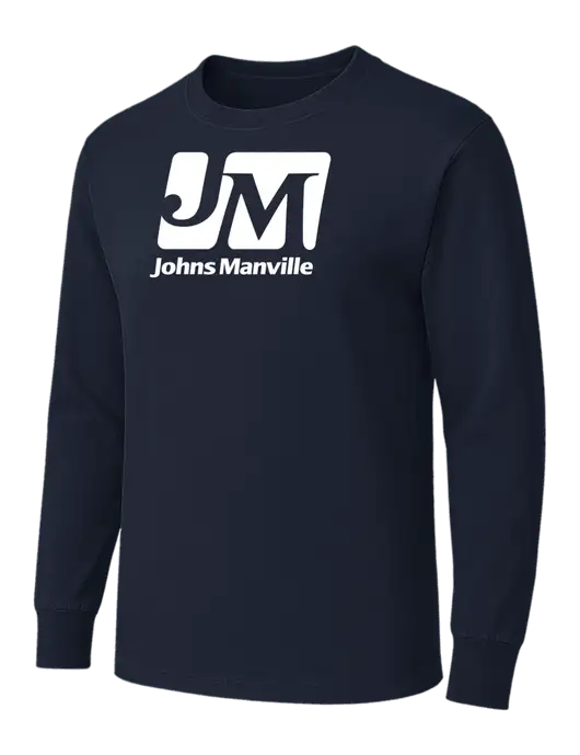 Dark Navy Heavyweight Long Sleeve 6.1 oz T-Shirt w/Johns Manville Logo