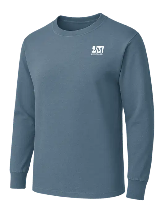 Slate Blue Heavyweight Long Sleeve 6.1 oz T-Shirt w/Johns Manville Logo
