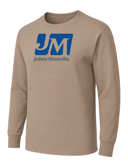 Dark Tan Heavyweight Long Sleeve 6.1 oz T-Shirt w/Johns Manville Logo