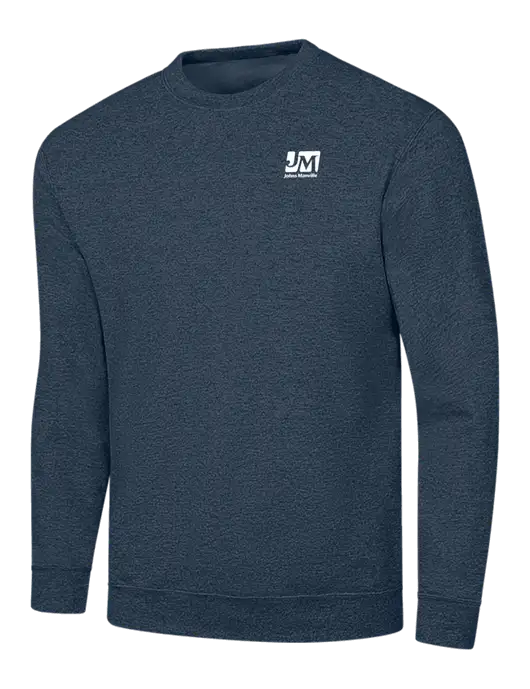 Heather Navy 7.8 oz Ring Spun Crew Sweatshirt w/Johns Manville Logo