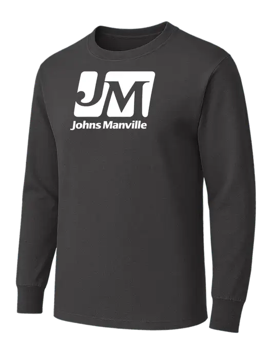 Charcoal Heavyweight Long Sleeve 6.1 oz T-Shirt w/Johns Manville Logo