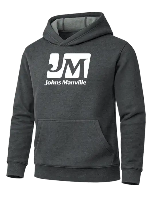 Cornerstone Charcoal Heather Tough Heavyweight Fleece Pullover Hoodie w/Johns Manville Logo