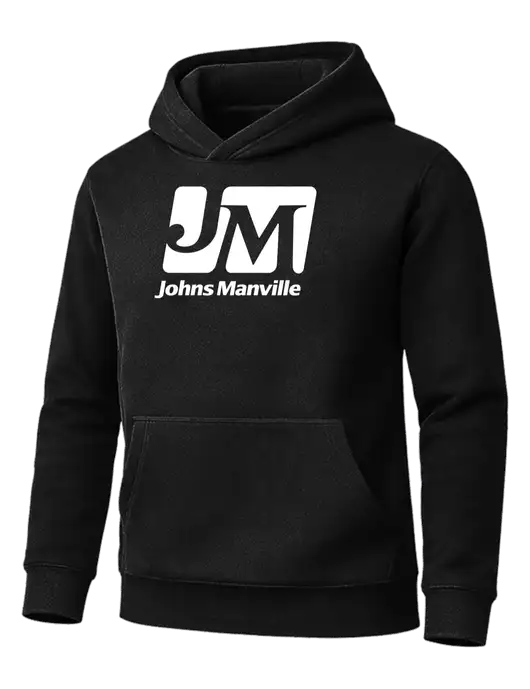 Cornerstone Black Tough Heavyweight Fleece Pullover Hoodie w/Johns Manville Logo