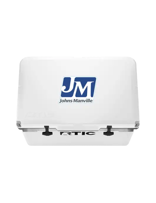 RTIC 52 Quart Ultra-Light White Hard Cooler w/Johns Manville Logo