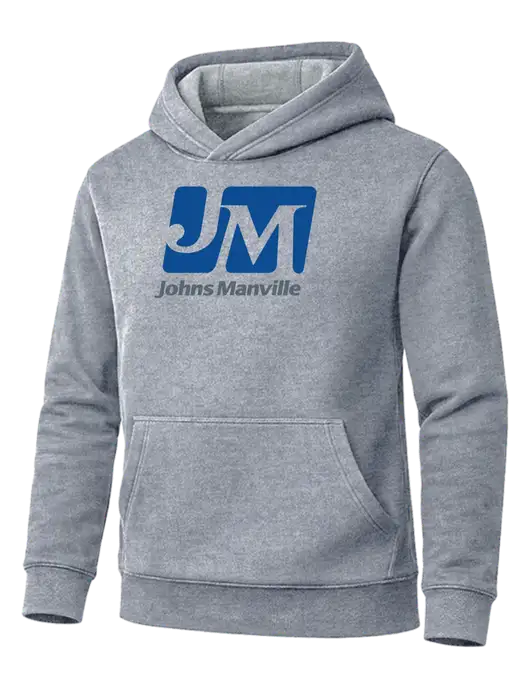 Cornerstone Light Grey Heather Tough Heavyweight Fleece Pullover Hoodie w/Johns Manville Logo