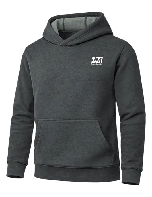 Cornerstone Charcoal Heather Tough Heavyweight Fleece Pullover Hoodie w/Johns Manville Logo