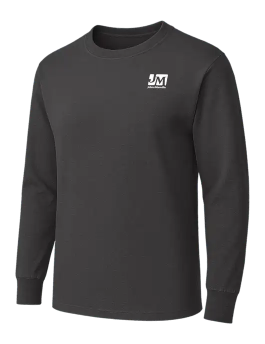 Charcoal Heavyweight Long Sleeve 6.1 oz T-Shirt w/Johns Manville Logo