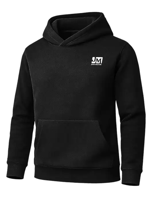 Cornerstone Black Tough Heavyweight Fleece Pullover Hoodie w/Johns Manville Logo