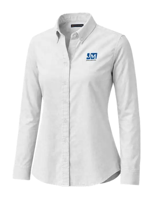 Brooks Brothers Womens Casual White Oxford Cloth Shirt w/Johns Manville Logo