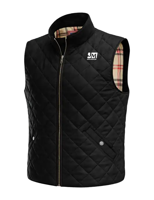 Brooks Brothers Black Quilted Vest w/Johns Manville Logo