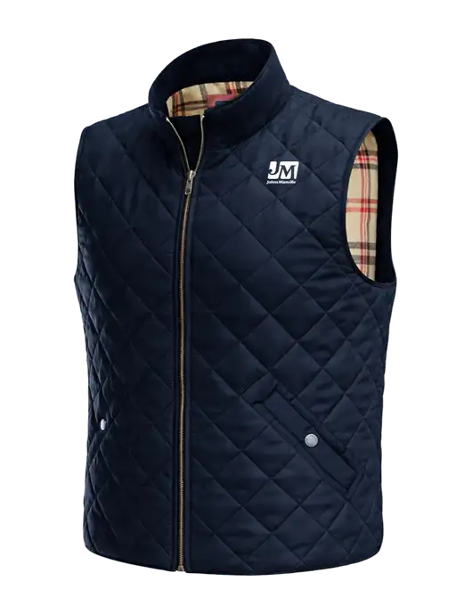 Brooks Brothers Navy Quilted Vest w/Johns Manville Logo
