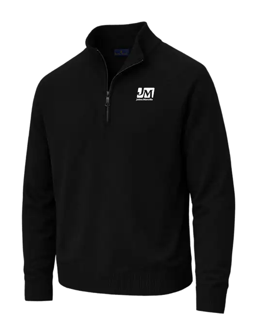 Brooks Brothers Cotton Stretch 1/4-Zip Black Sweater w/Johns Manville Logo