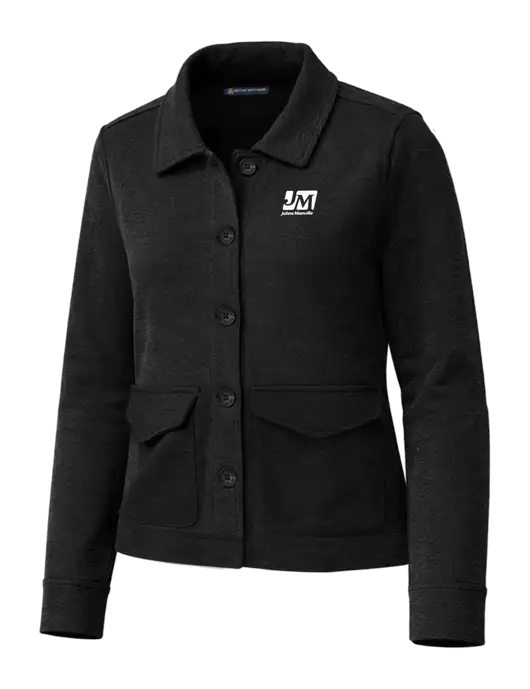 Brooks Brothers Womens Mid-Layer Black Heather Stretch Button Jacket w/Johns Manville Logo