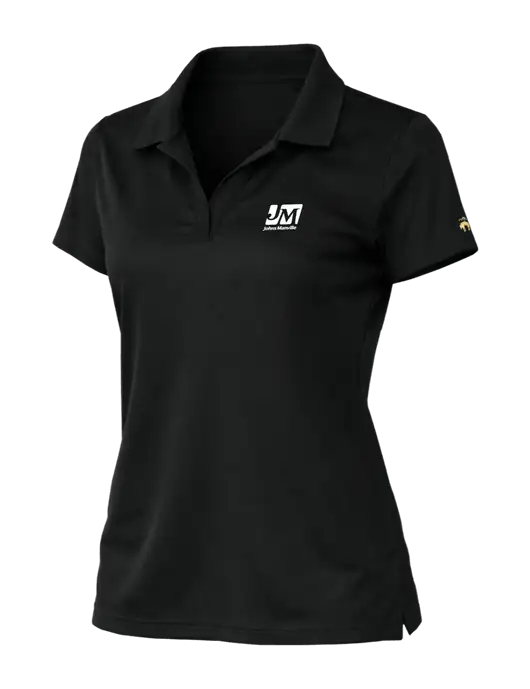 Brooks Brothers Womens Mesh Pique Performance Black Polo w/Johns Manville Logo