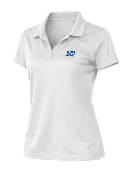 Brooks Brothers Womens Mesh Pique Performance White Polo w/Johns Manville Logo