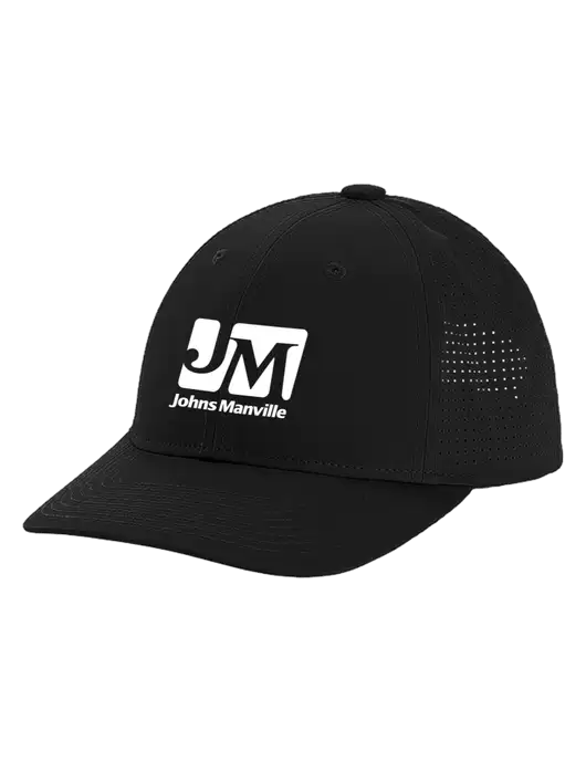 Pro-Cut Structured Snapback with Pinhole Mesh Black Cap w/Johns Manville Logo