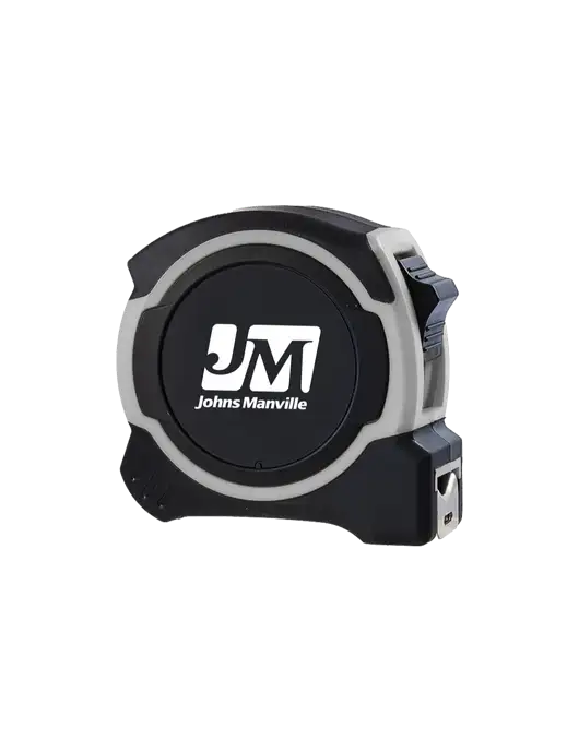 Light Grey and Black Pro Tape Measure, 25'
 w/Johns Manville Logo