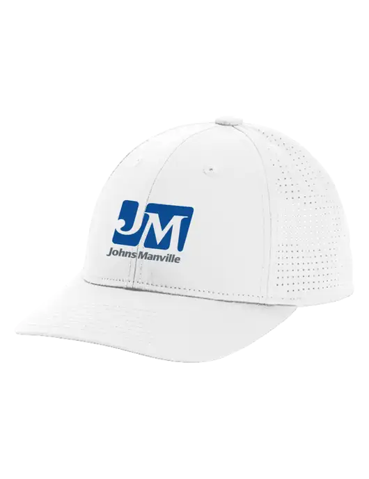 Pro-Cut Structured Snapback with Pinhole Mesh White Cap w/Johns Manville Logo
