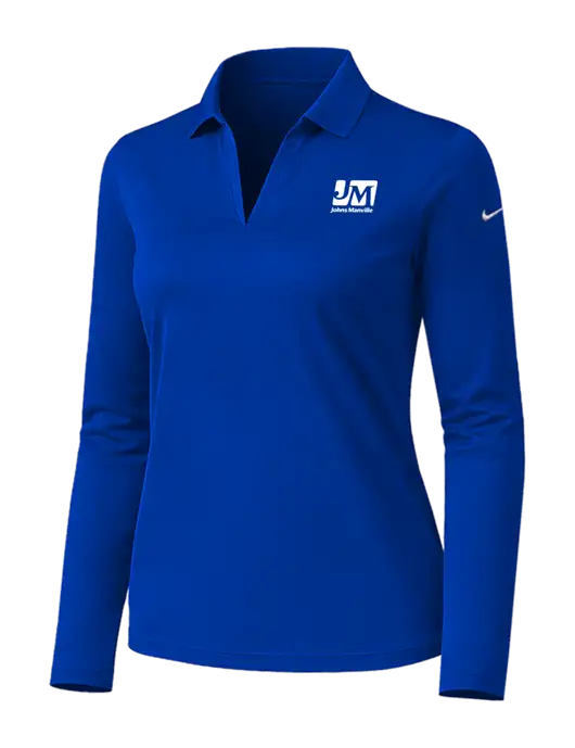 Nike Womens Dark Royal Dri-FIT Micro Pique 2.0 Long Sleeve Polo w/Johns Manville Logo