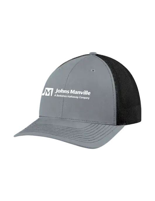 Richardson Adjustable Snapback Original 112 Trucker Cap Heather Grey w/Black Mesh w/Johns Manville Logo w/Tagline