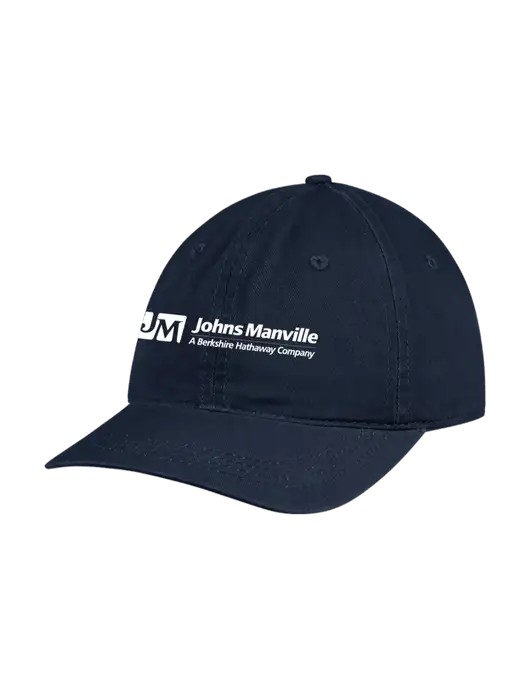 Garment Washed Unstructured Twill Navy Cap w/Johns Manville Logo w/Tagline