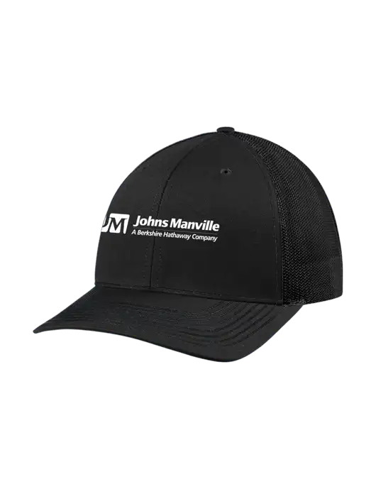 Richardson Adjustable Snapback Original 112 Trucker Cap Black w/Black Mesh w/Johns Manville Logo w/Tagline