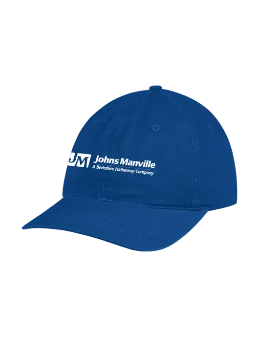 Garment Washed Unstructured Twill Royal Cap w/Johns Manville Logo w/Tagline