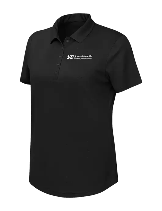 Callaway Womens Birdseye Black Polo w/Johns Manville Logo w/Tagline