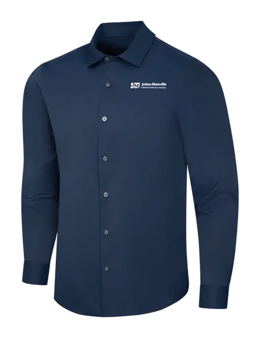 Navy City Stretch Shirt w/Johns Manville Logo w/Tagline