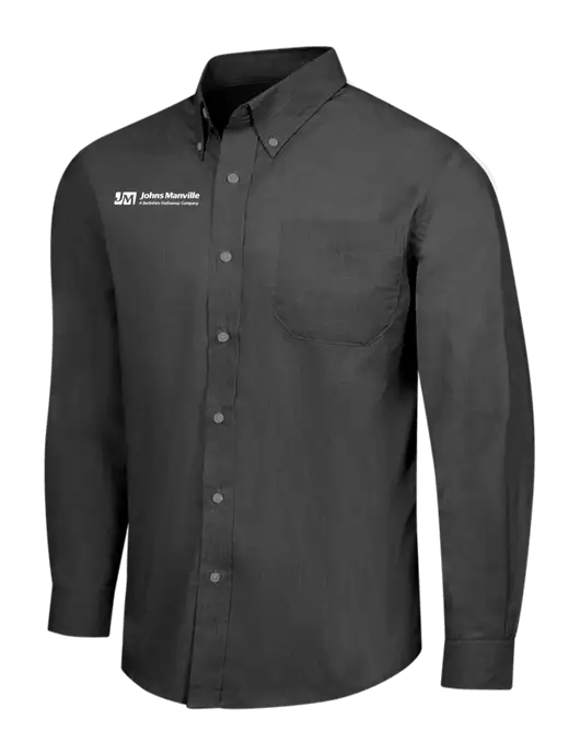 Soft Black Crosshatch Easy Care Shirt w/Johns Manville Logo w/Tagline
