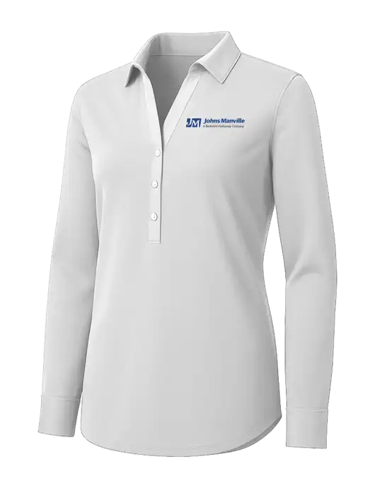 Womens White City Stretch Shirt w/Johns Manville Logo w/Tagline