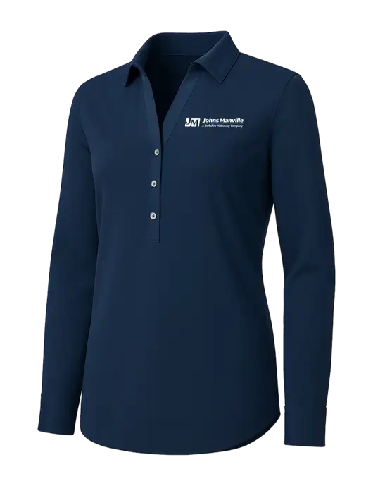 Womens Navy City Stretch Shirt w/Johns Manville Logo w/Tagline