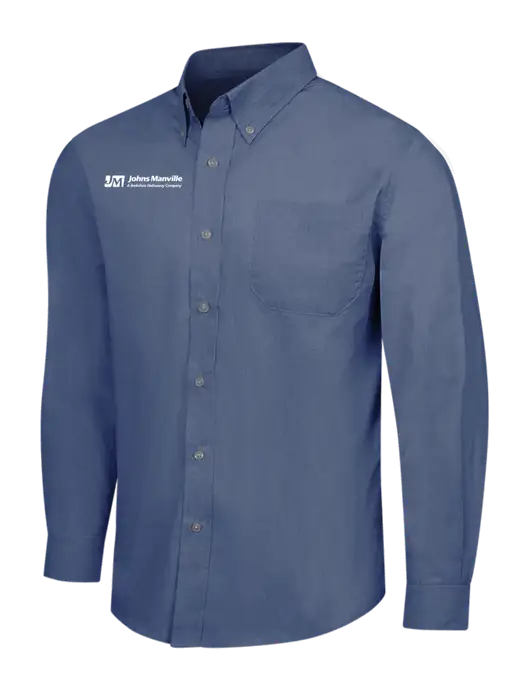 Light Navy Crosshatch Easy Care Shirt w/Johns Manville Logo w/Tagline
