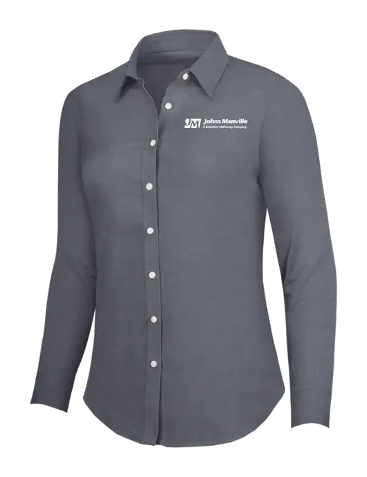 Dark Grey Womens SuperPro Oxford Shirt w/Johns Manville Logo w/Tagline