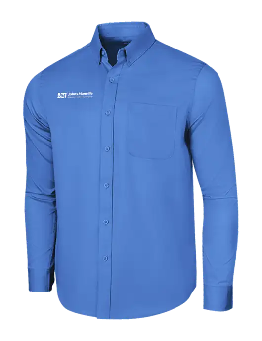 Long Sleeve Dark Carolina Blue Superpro React Twill Shirt w/Johns Manville Logo w/Tagline